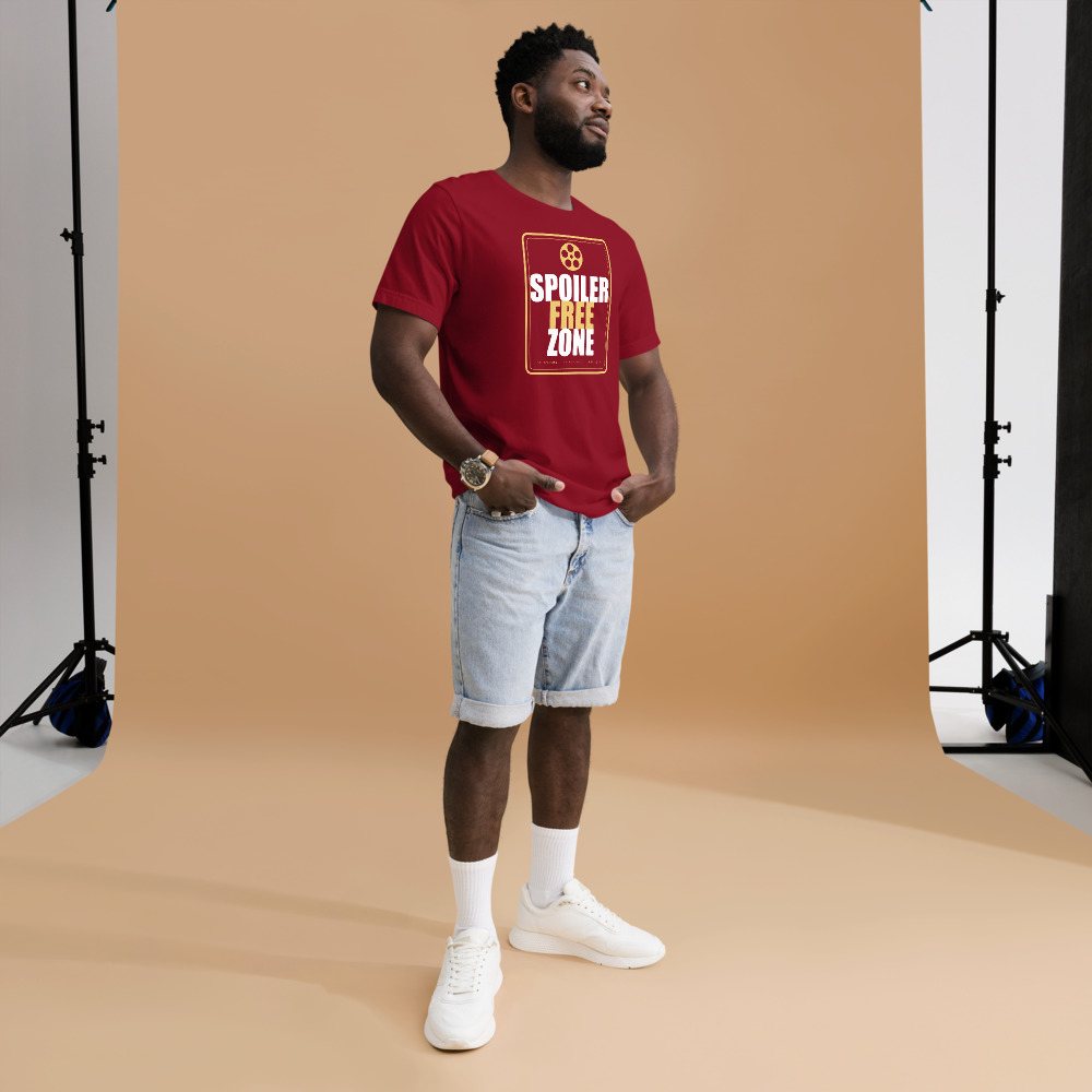 Moviella Spoiler Free Zone Cinema Tee Front