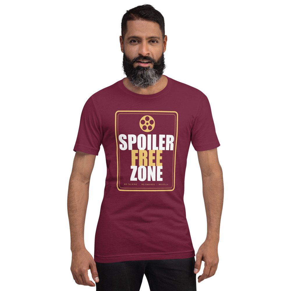 Moviella Spoiler Free Zone Cinema Tee Front