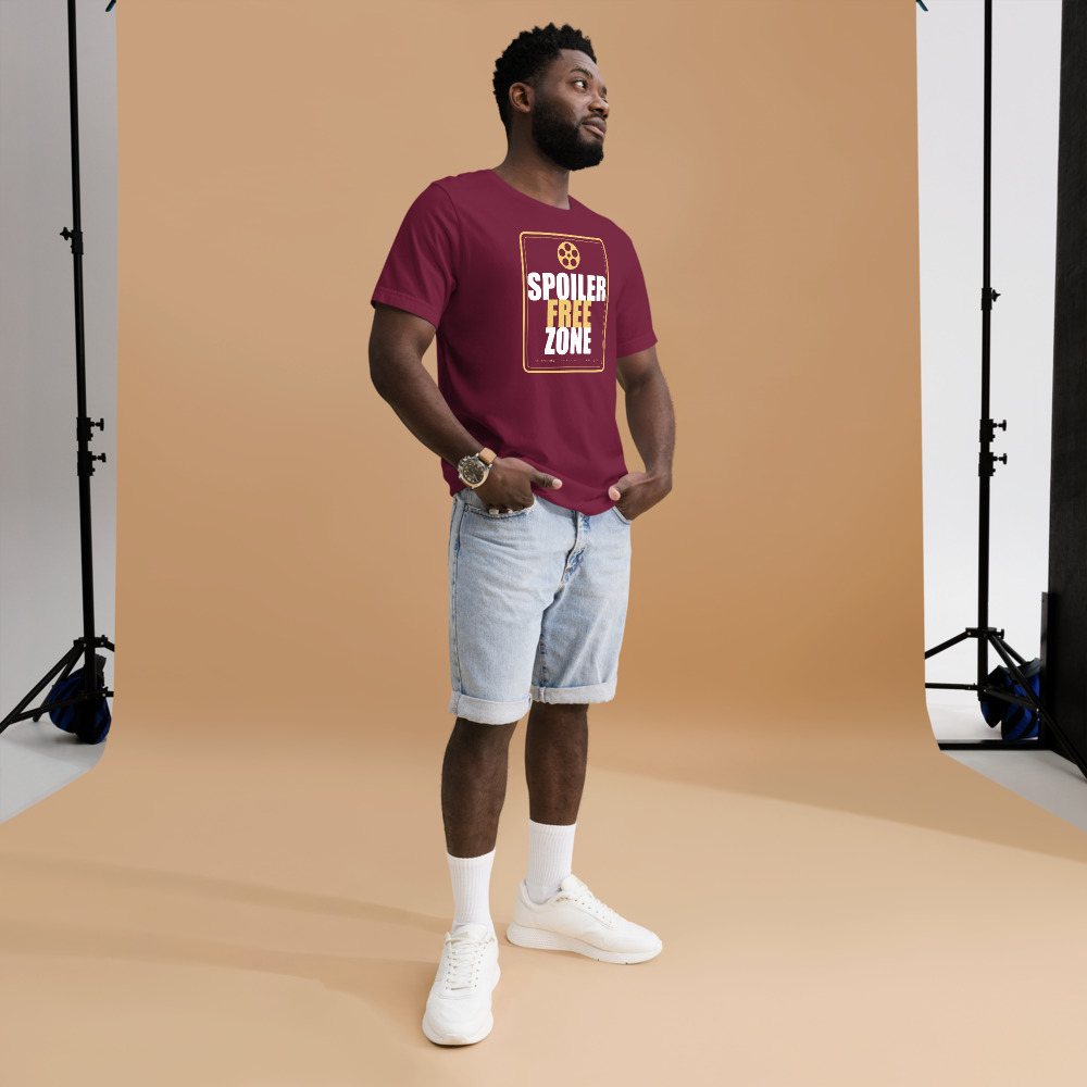 Moviella Spoiler Free Zone Cinema Tee Front