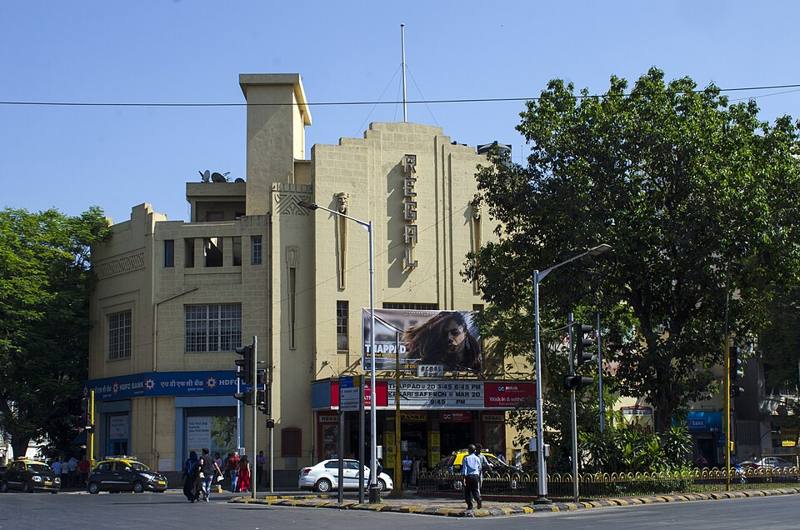 Art deco facade of the Regal Cinema in Mumbai