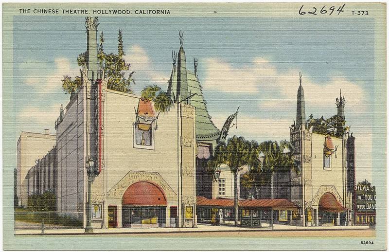 The front of the Chinese Theatre on Hollywood Boulevard