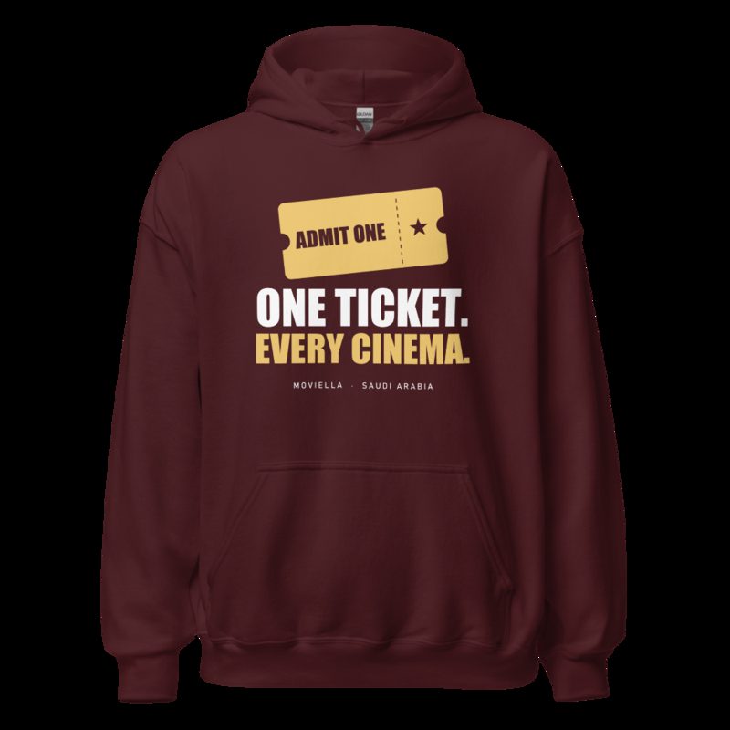 Moviella One Ticket Every Cinema Cinema Hoodie Maroon