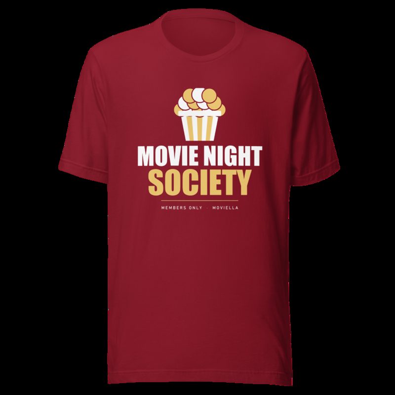Moviella Movie Night Society (Popcorn) Cinema Tee Cardinal