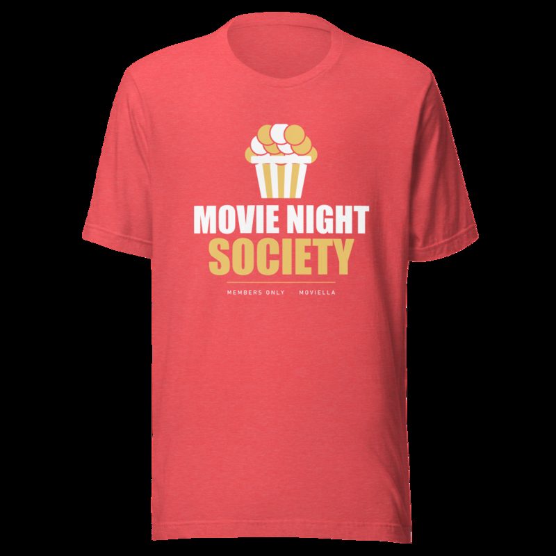 Moviella Movie Night Society (Popcorn) Cinema Tee Heather Red