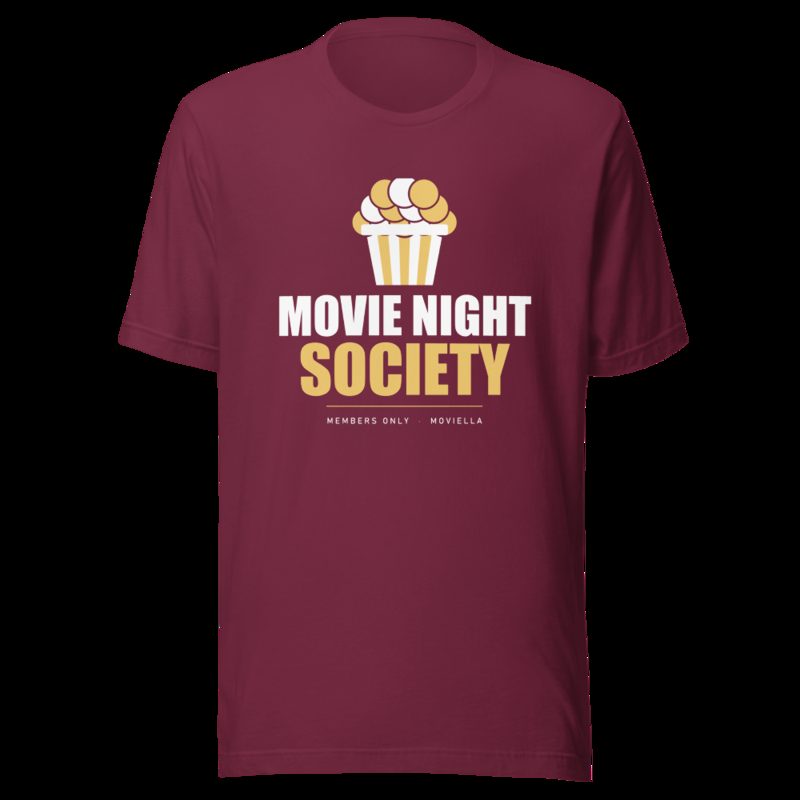 Moviella Movie Night Society (Popcorn) Cinema Tee Maroon