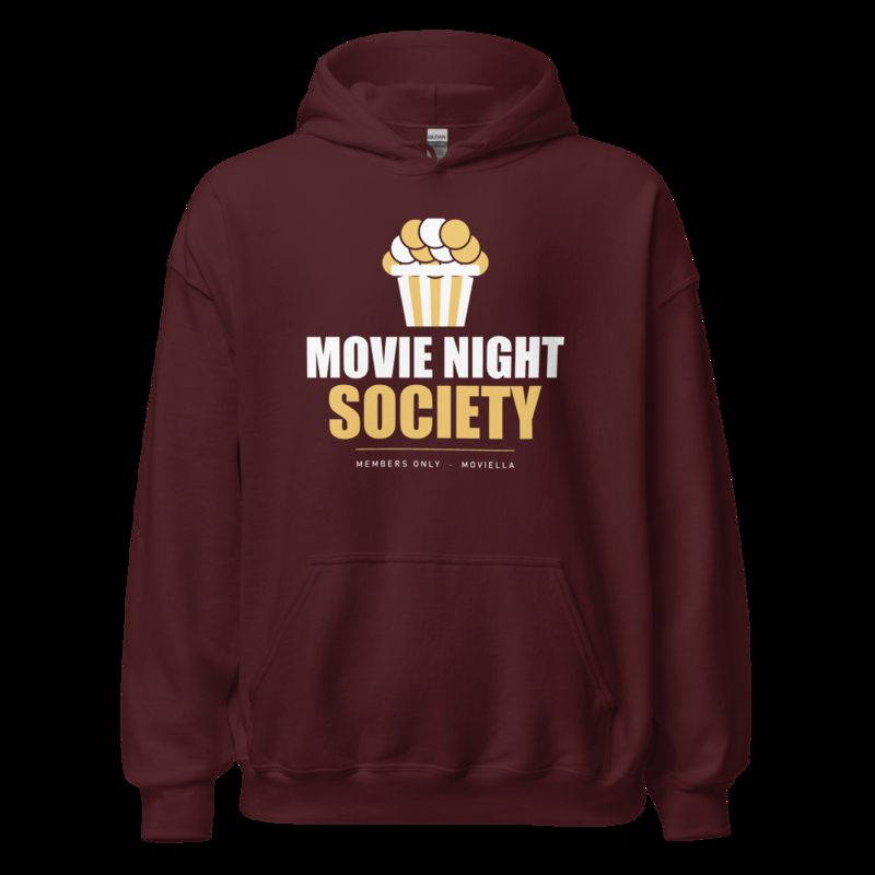 Moviella Movie Night Society (Popcorn) Cinema Hoodie Maroon