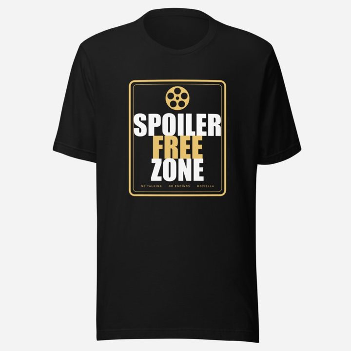 Moviella Spoiler Free Zone Cinema Tee in Black