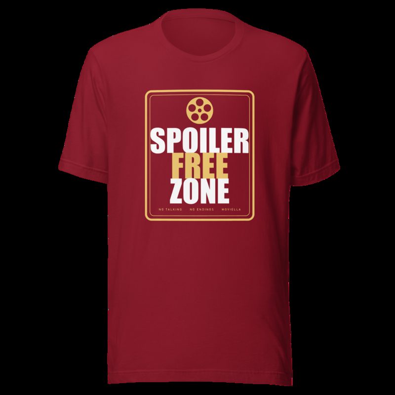 Moviella Spoiler Free Zone Cinema Tee Cardinal