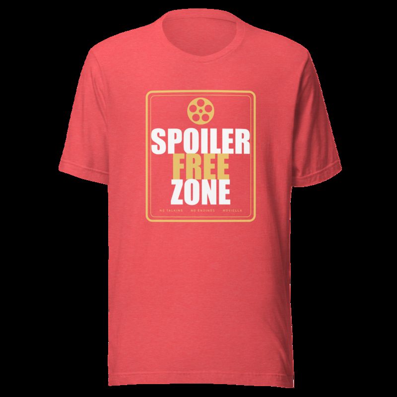 Moviella Spoiler Free Zone Cinema Tee Heather Red