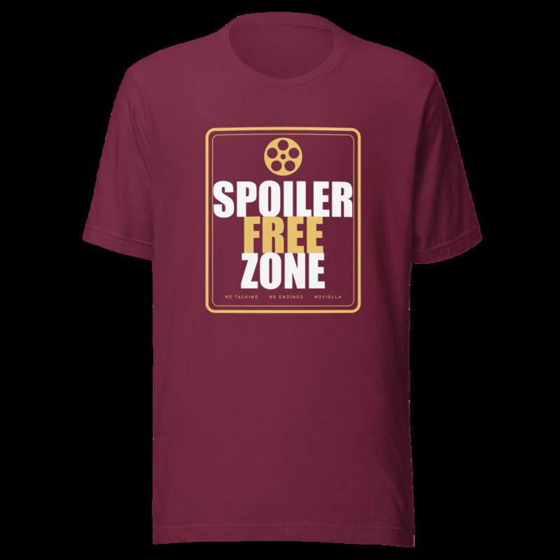 Moviella Spoiler Free Zone Cinema Tee Maroon