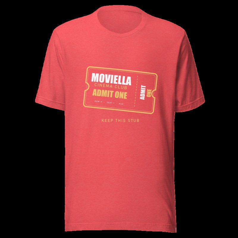 Moviella Cinema Club Ticket Stub Cinema Tee Heather Red
