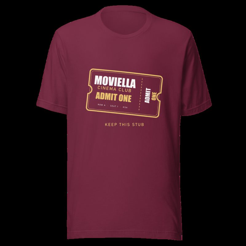 Moviella Cinema Club Ticket Stub Cinema Tee Maroon