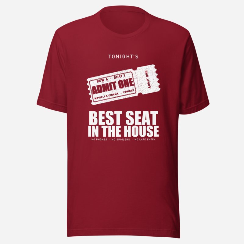 Moviella Admit One Screening Room Tee Cardinal