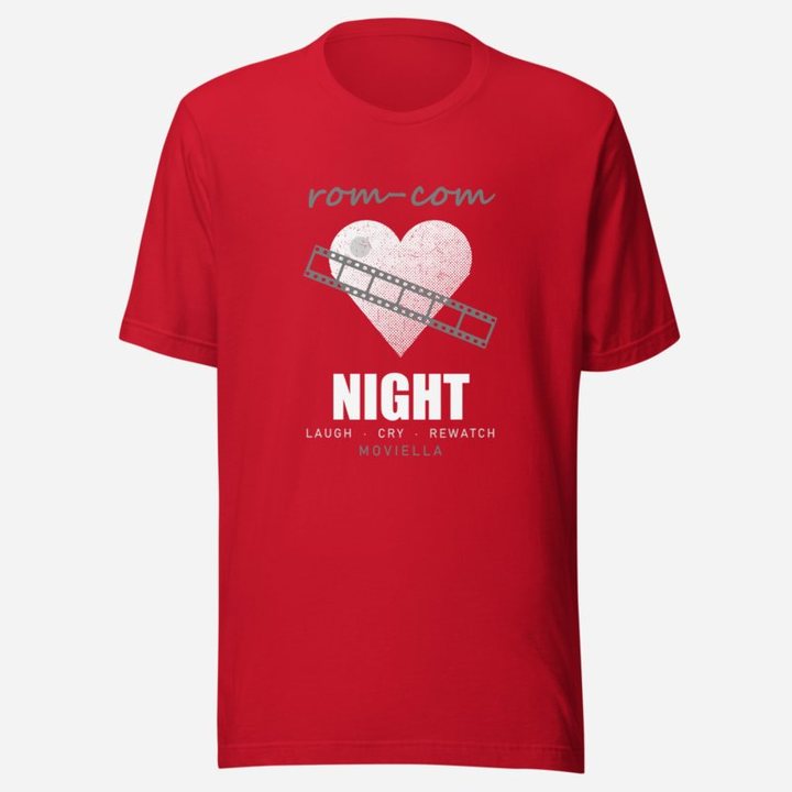 Moviella Rom-Com Night Screening Room Tee in Red