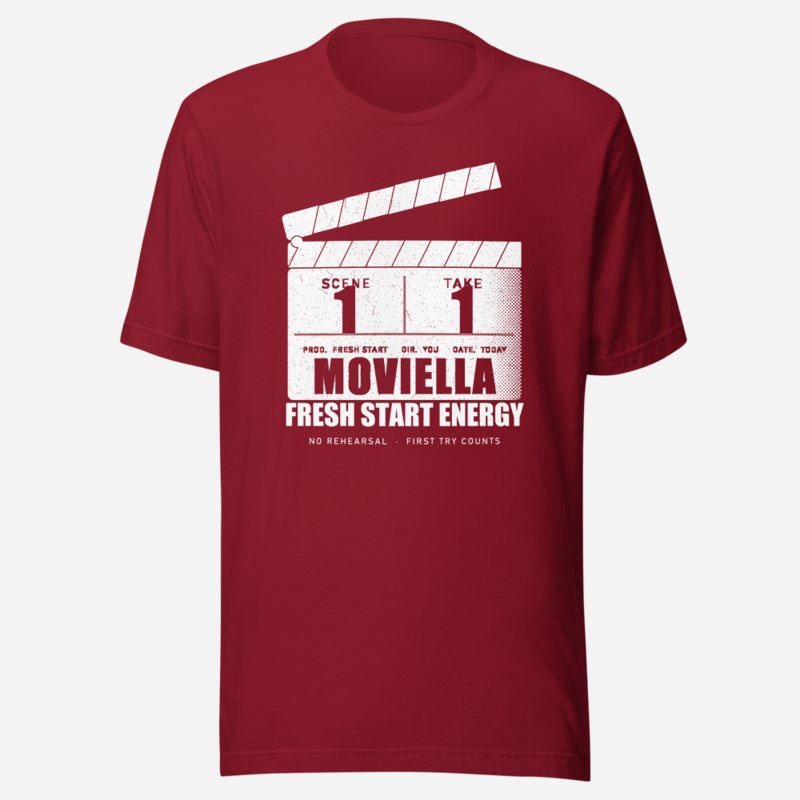 Moviella Scene 1 Take 1 Screening Room Tee Cardinal