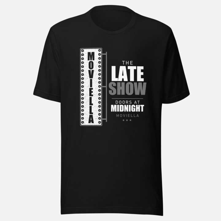 Moviella The Late Show Screening Room Tee in Black