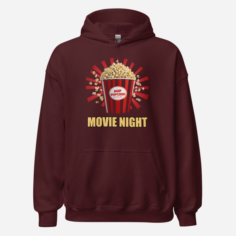 Moviella Movie Night Popcorn Hoodie Maroon