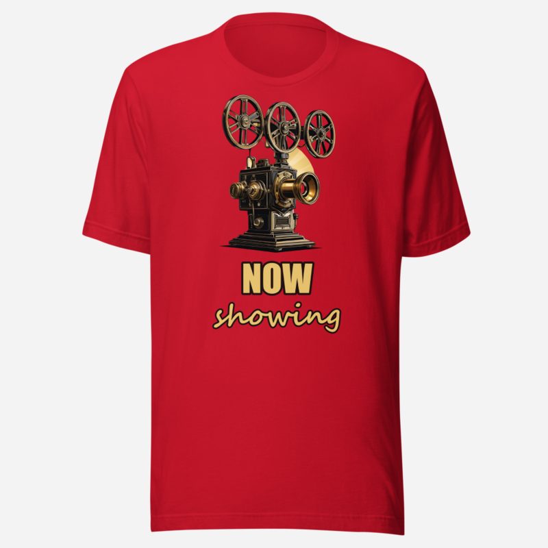 Moviella Now Showing Projector Tee Red