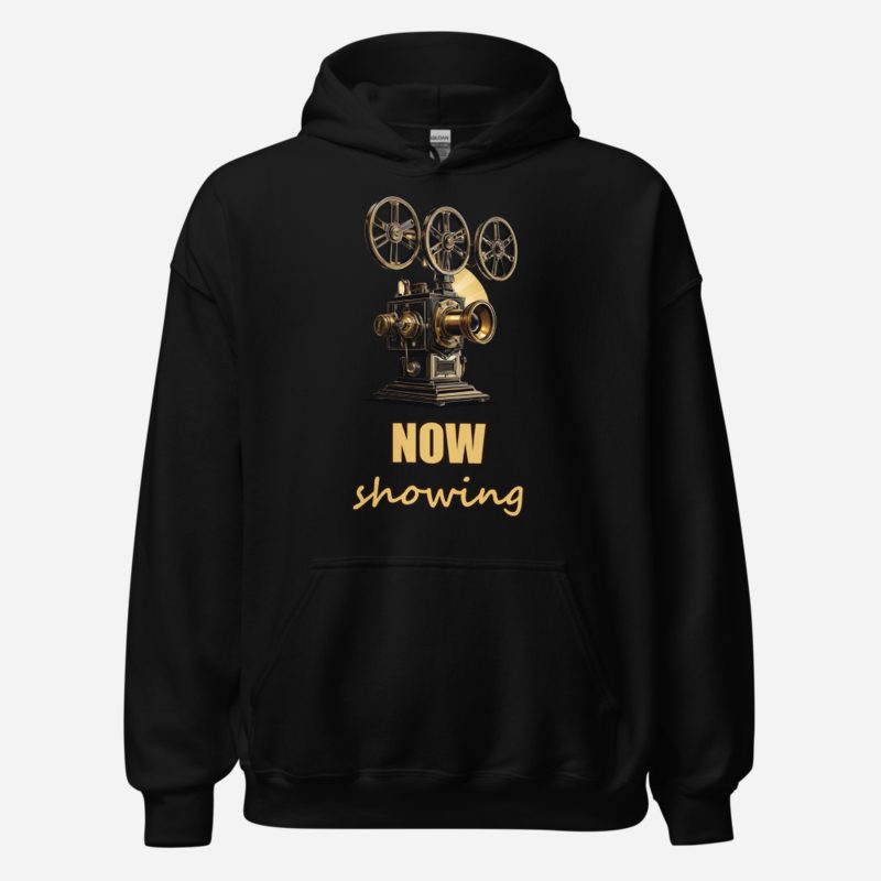 Moviella Now Showing Projector Hoodie Black